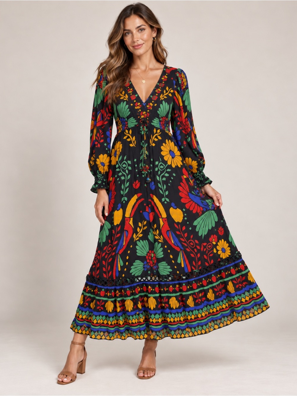 Farm Rio for Anthropologie Georgette Maxi Dress S